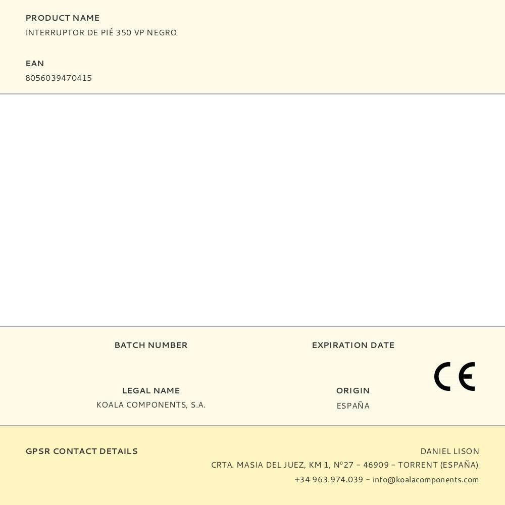 INTERRUPTOR DE PIÉ 350 VP NEGRO gallery 0