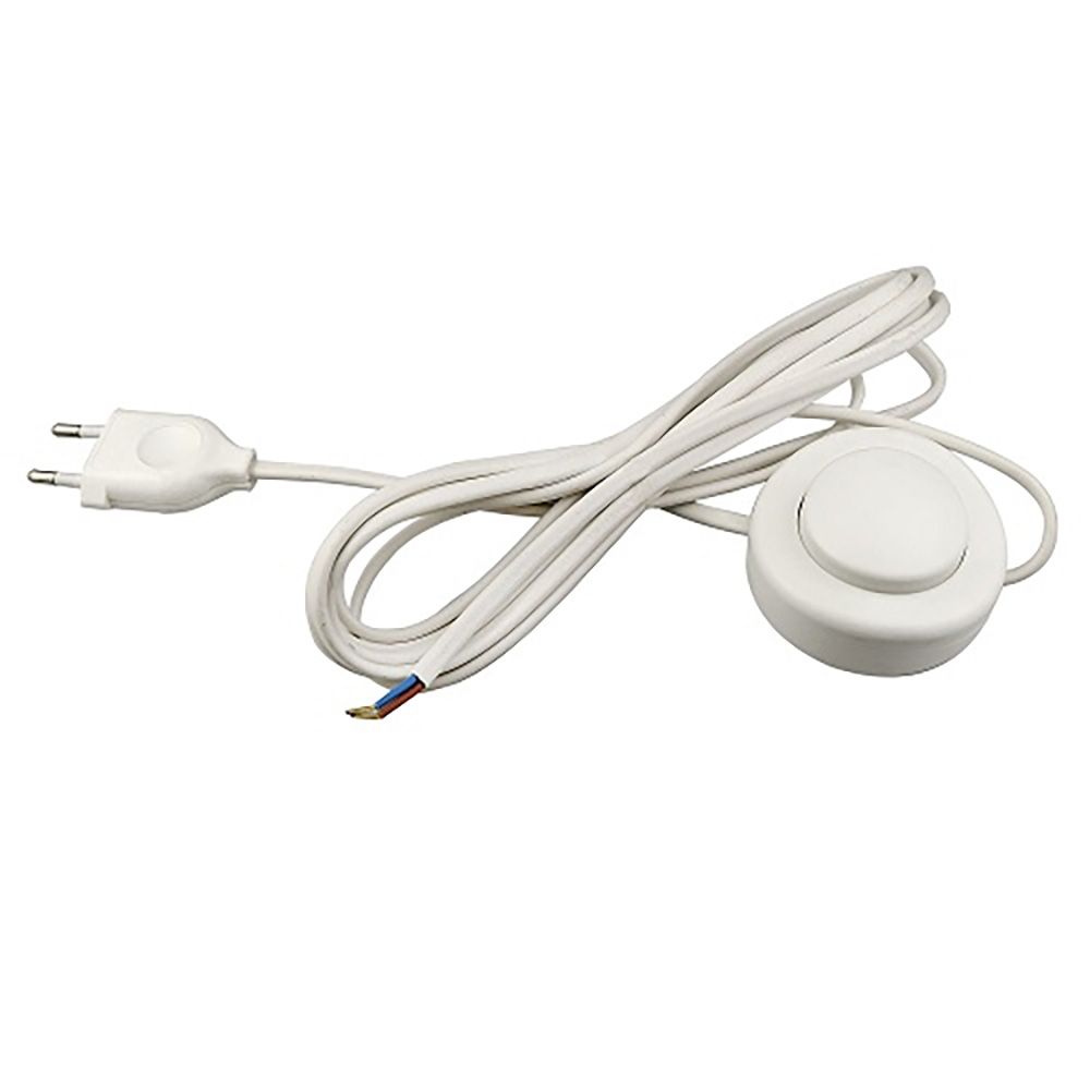 INTERRUPTOR ELÉCTRICO DE PIE CON CABLE, 2,5 A 250 V, 3 m, BLANCO