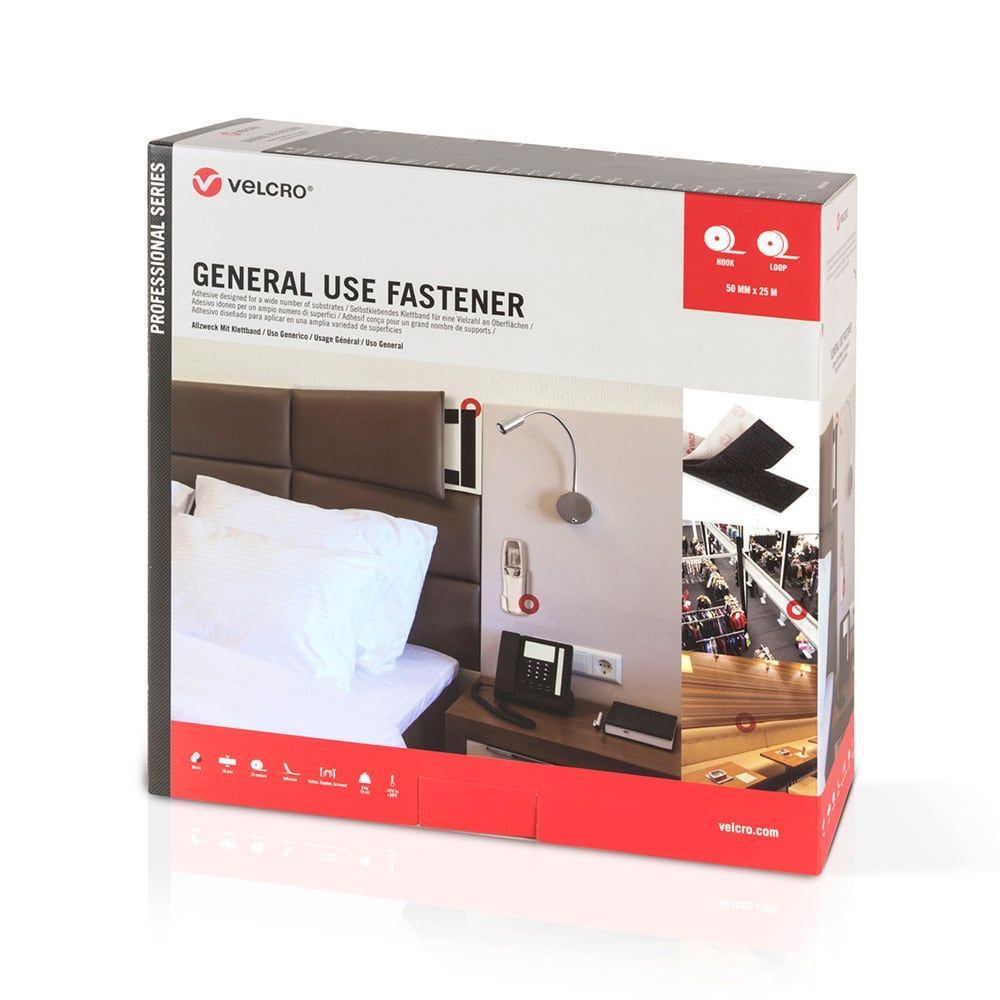 CINTA DE GANCHO Y BUCLE ADHESIVA NEGRA 50 mm x 25 m gallery 1