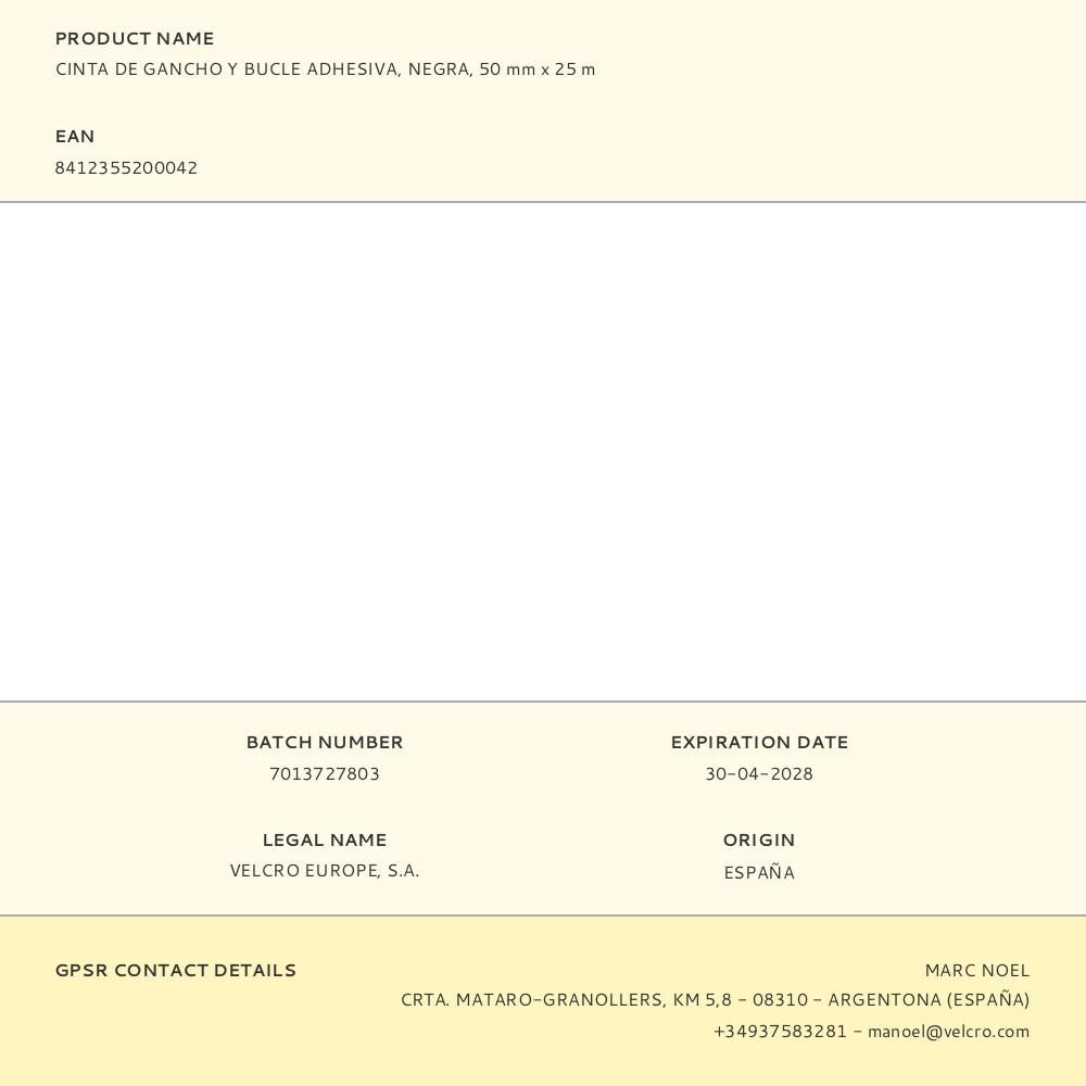 CINTA DE GANCHO Y BUCLE ADHESIVA NEGRA 50 mm x 25 m gallery 5