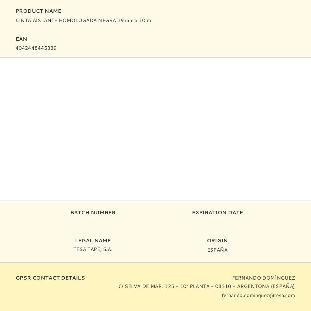 CINTA AISLANTE HOMOLOGADA NEGRA 19 mm x 10 m gallery 0