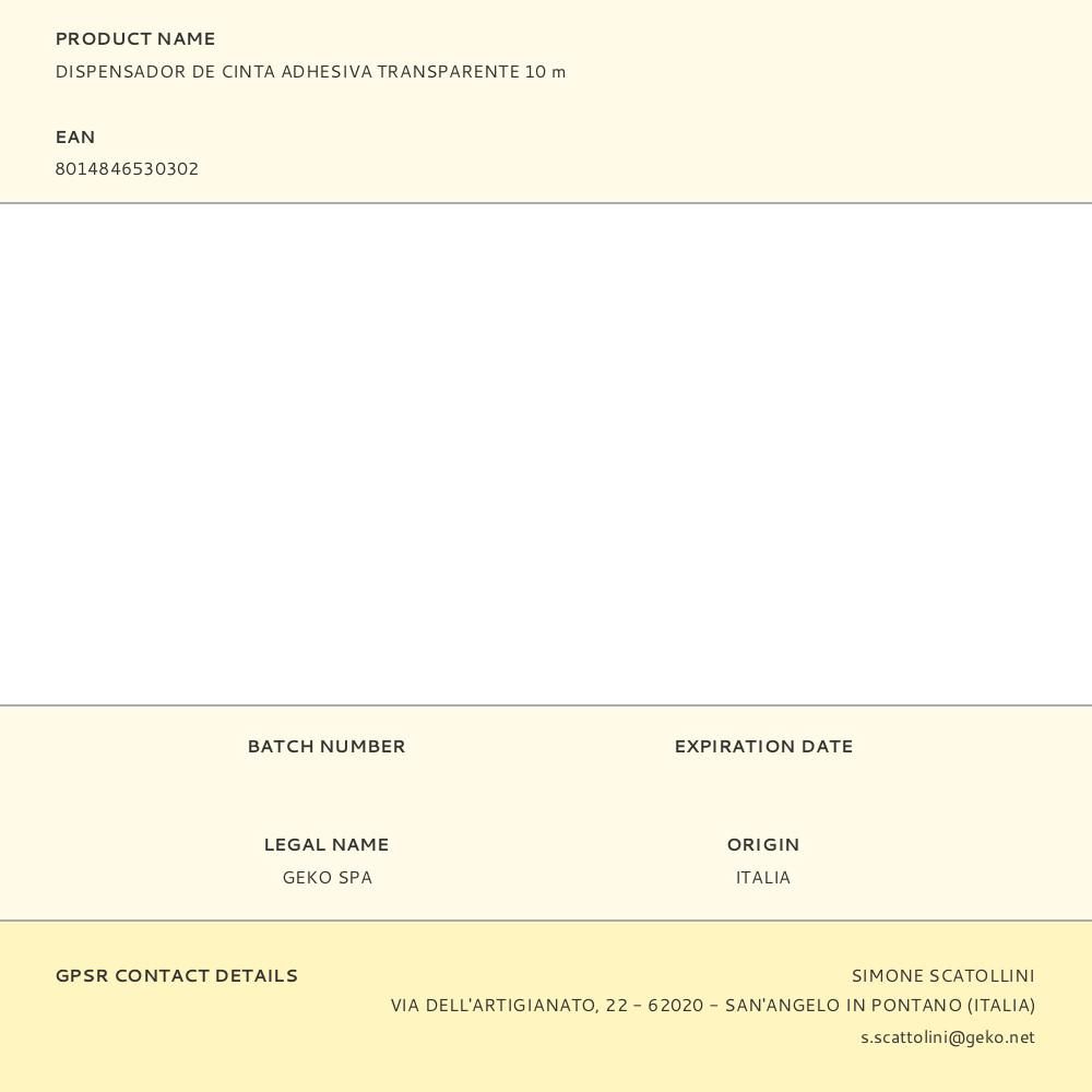 DISPENSADOR DE CINTA ADHESIVA TRANSPARENTE 10 m gallery 0