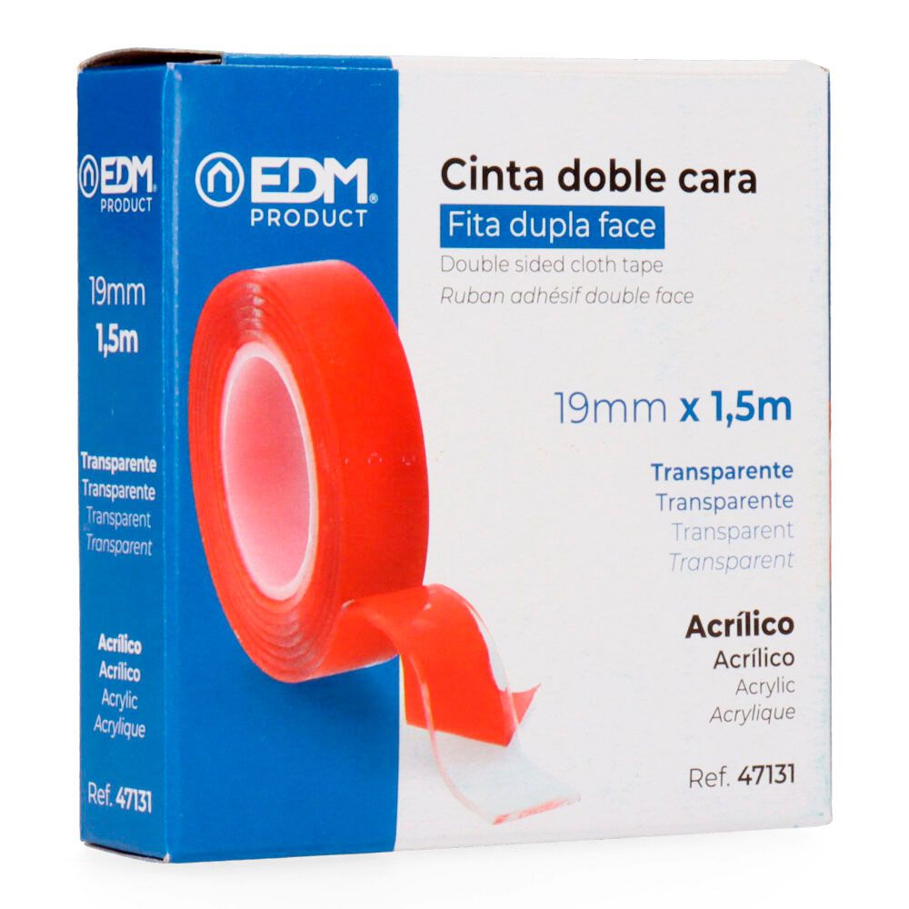 CINTA DOBLE CARA TRANSPARENTE 19 mm x 1,5 m gallery 0
