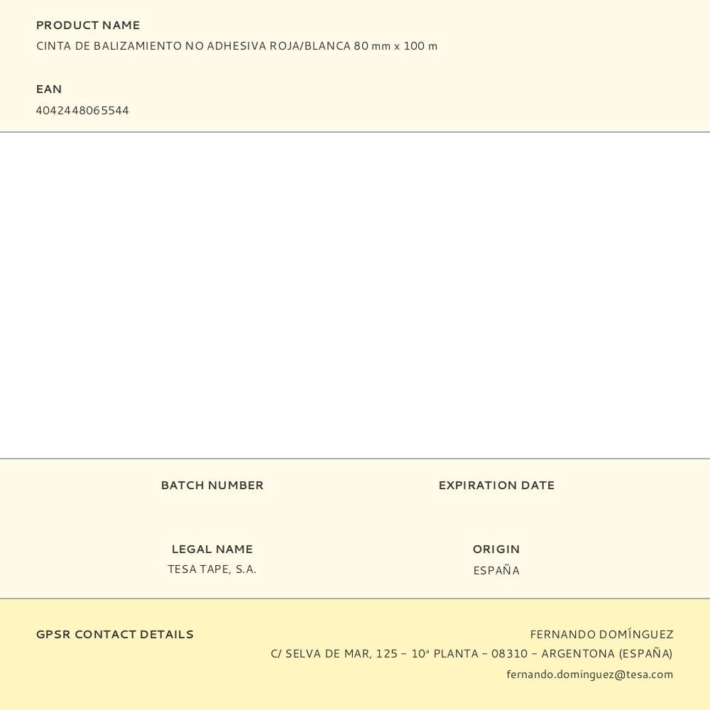 CINTA DE BALIZAMIENTO NO ADHESIVA ROJA/BLANCA 80 mm x 100 m gallery 0