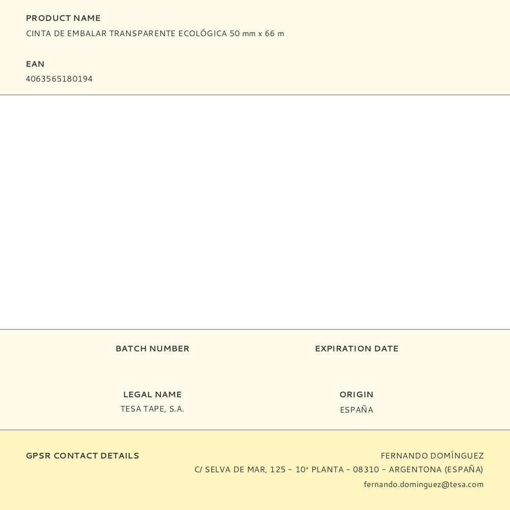 CINTA DE EMBALAR TRANSPARENTE ECOLÓGICA 50 mm x 66 m gallery 0