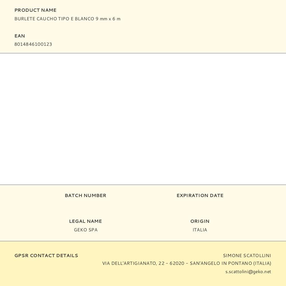 BURLETE CAUCHO TIPO E BLANCO 9 mm x 6 m gallery 0