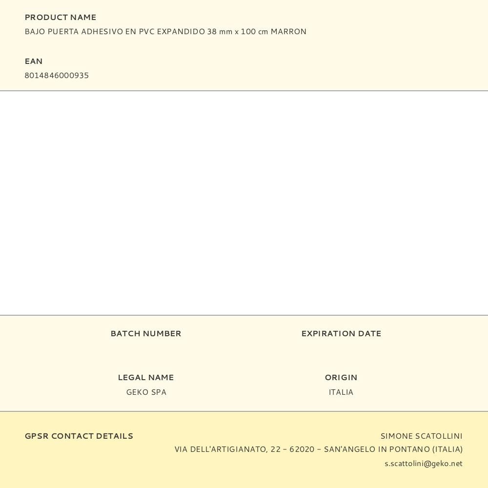 BAJO PUERTA ADHESIVO EN PVC EXPANDIDO 38 mm x 100 cm MARRÓN gallery 0