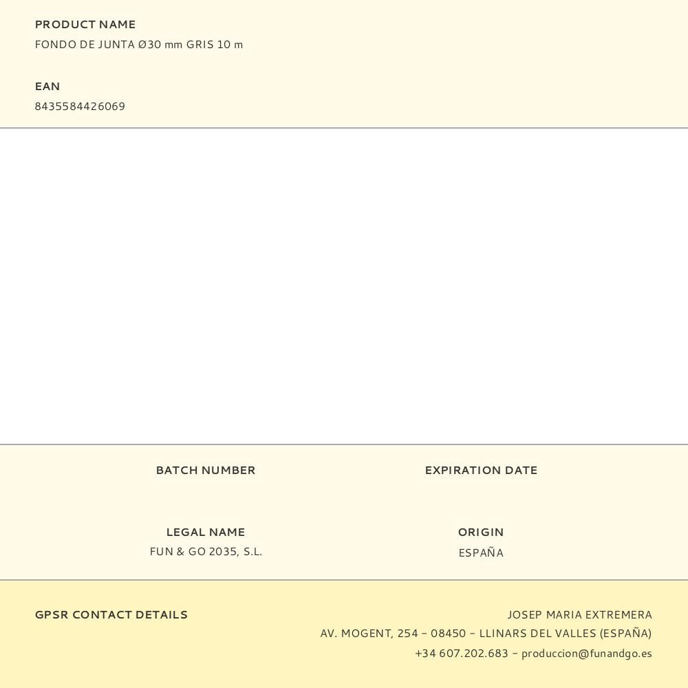 FONDO DE JUNTA Ø30 mm GRIS 10 m gallery 1