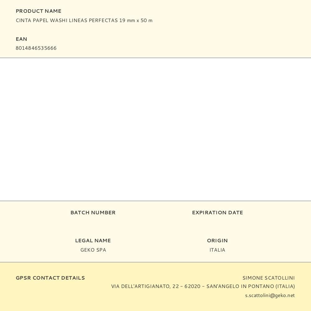 CINTA PAPEL WASHI LINEAS PERFECTAS 19 mm x 50 m gallery 0