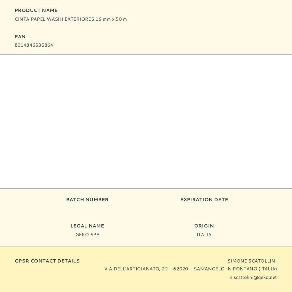 CINTA PAPEL WASHI EXTERIORES 19 mm x 50 m gallery 0