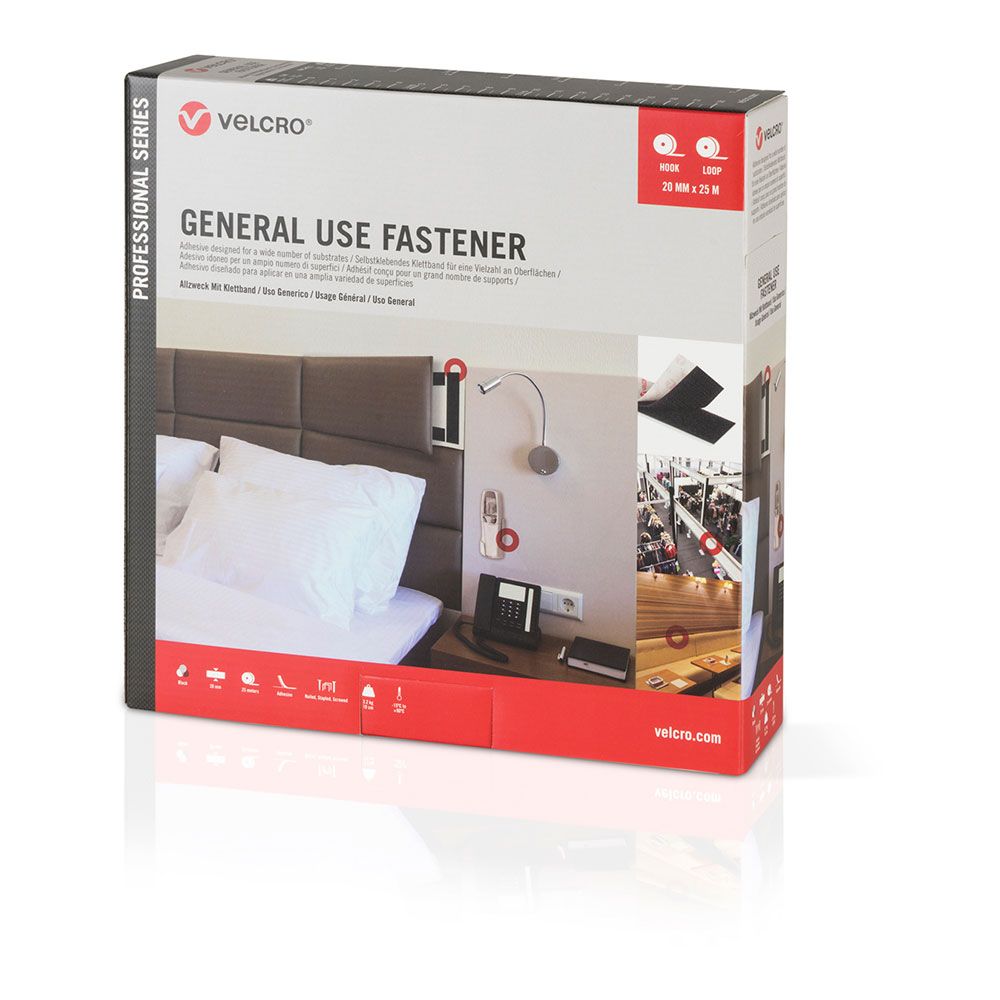 CINTA DE GANCHO Y BUCLE ADHESIVA NEGRA 20 mm x 25 m gallery 1