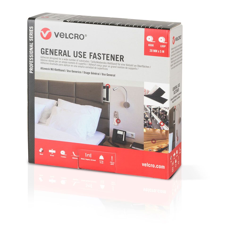 CINTA DE GANCHO Y BUCLE ADHESIVA NEGRA 20 mm x 5 m gallery 1