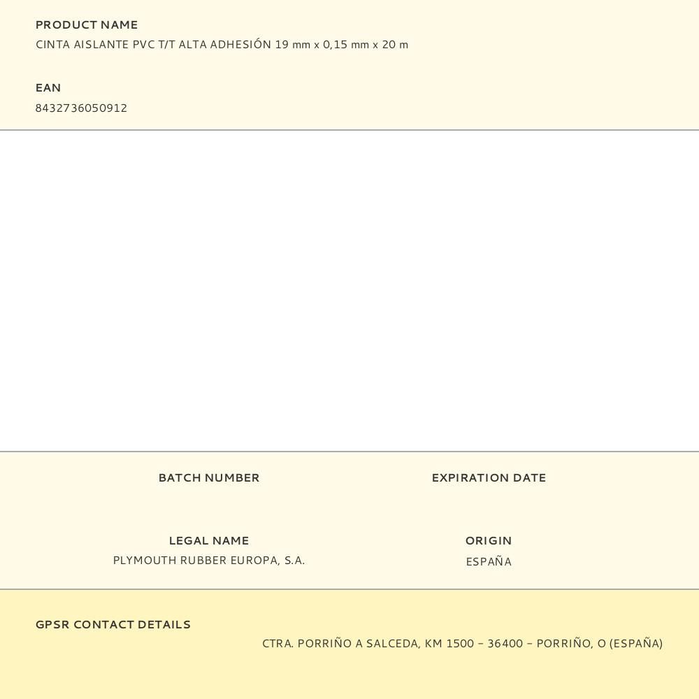 CINTA AISLANTE PVC T/T ALTA ADHESIÓN 19 mm x 0,15 mm x 20 m gallery 0