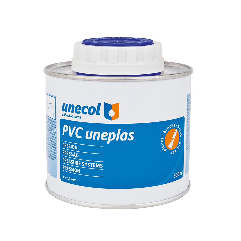 ADHESIVO PVC UNEPLAS BOTE CON PINCEL 500 ml