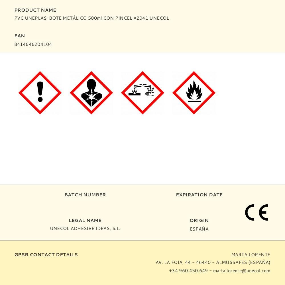 ADHESIVO PVC UNEPLAS BOTE CON PINCEL 500 ml gallery 0