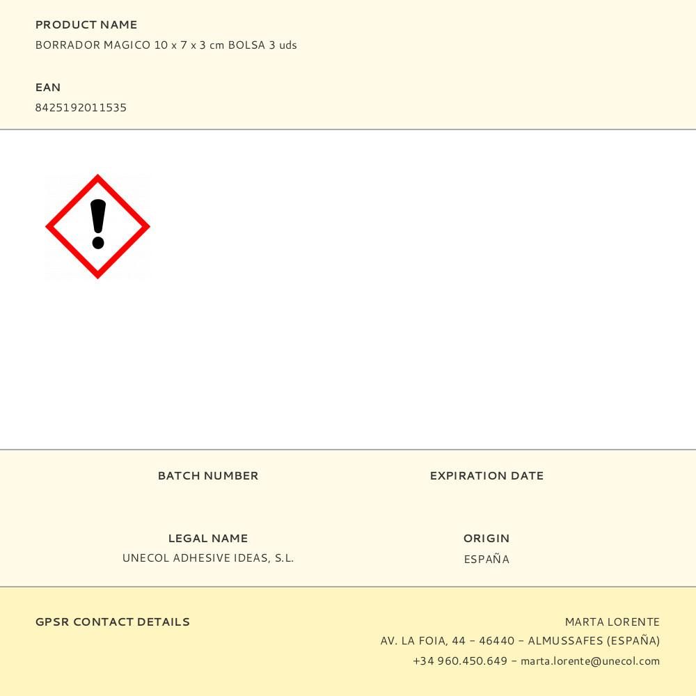 BORRADOR MAGICO 10 x 7 x 3 cm BOLSA 3 uds gallery 0