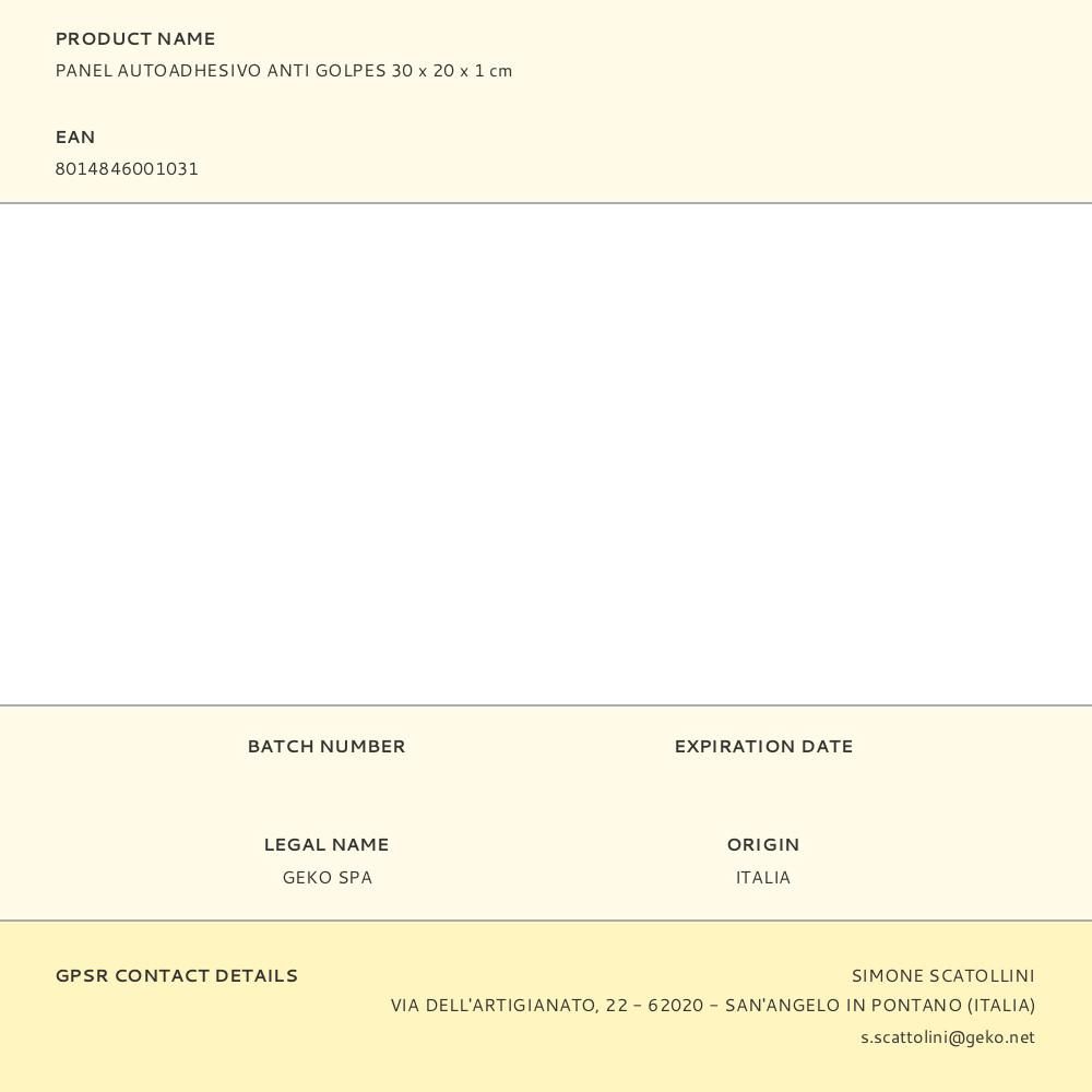 PANEL AUTOADHESIVO ANTI GOLPES 30 x 20 x 1 cm gallery 0