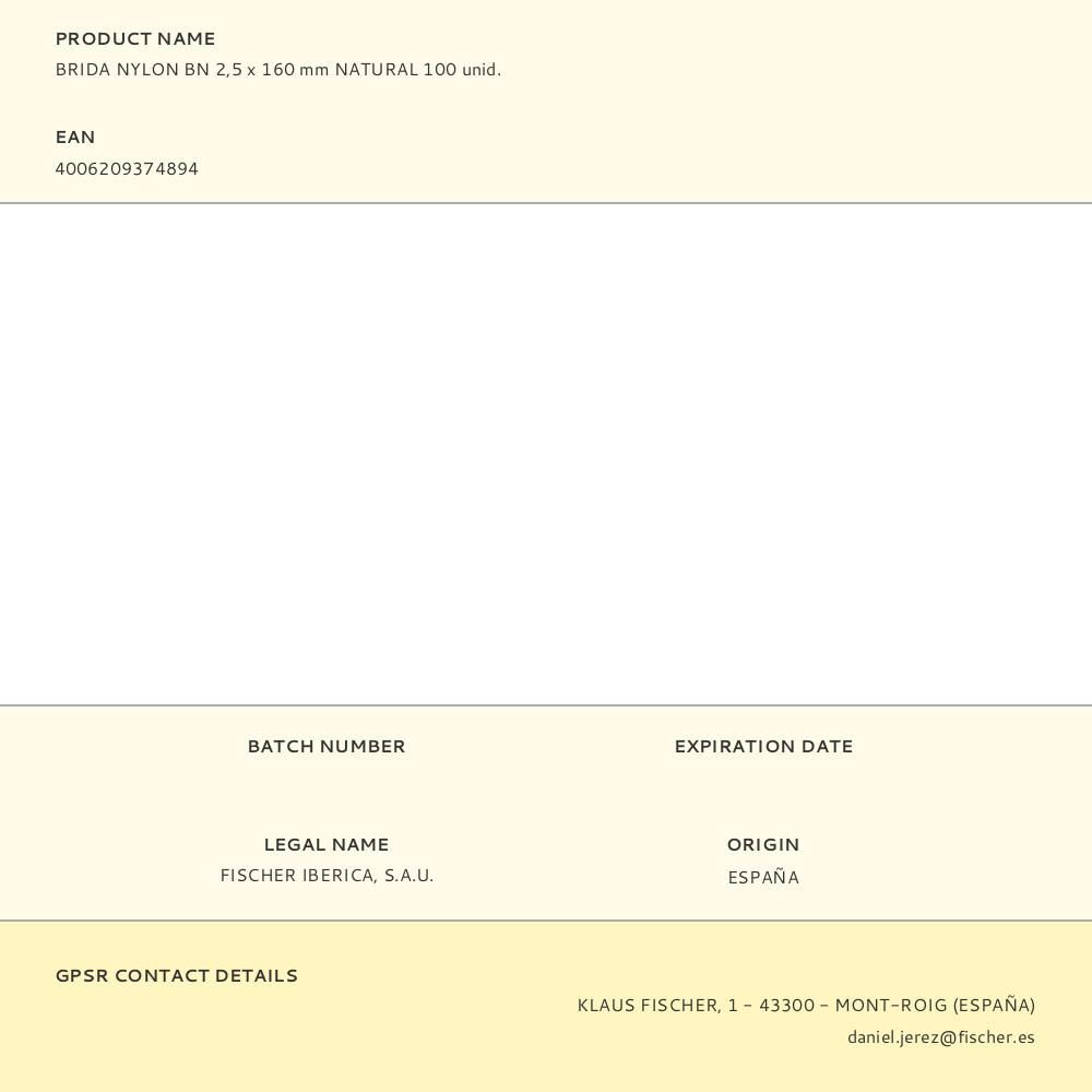 BRIDA NYLON BN 2,5 x 160 mm NATURAL 100 unid. gallery 0