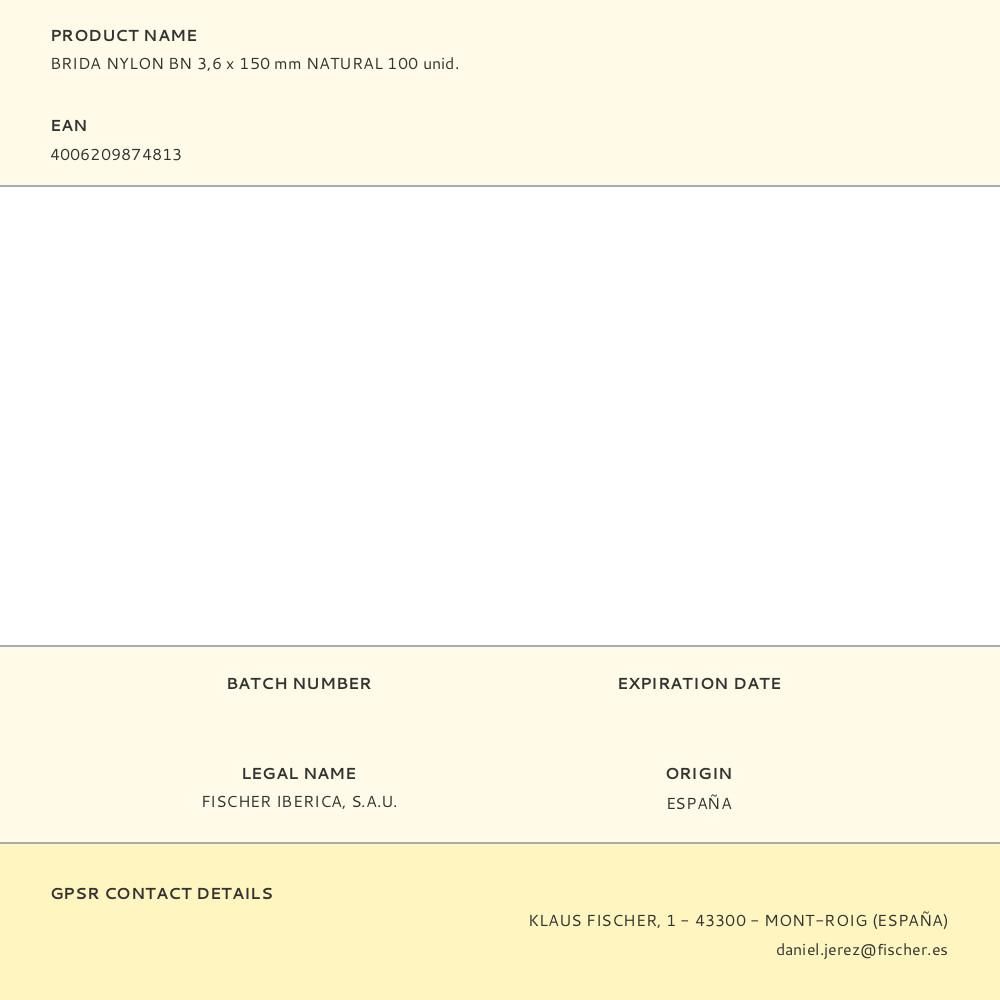 BRIDA NYLON BN 3,6 x 150 mm NATURAL 100 unid. gallery 0