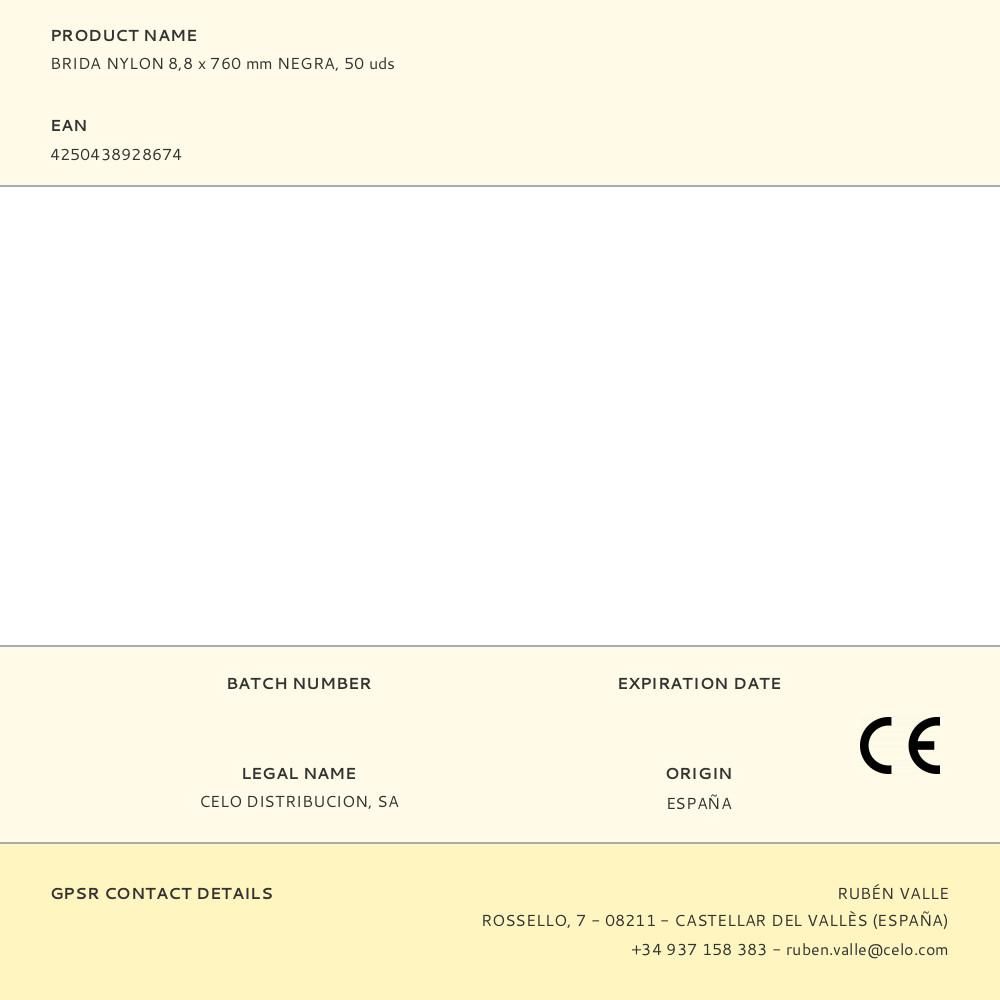 BRIDA NYLON 8,8 x 760 mm NEGRA, 50 uds gallery 0