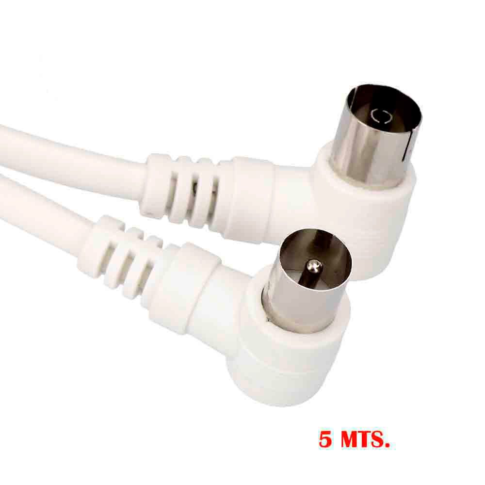 PROLONGACIÓN TV ACODADA 9,5 mm 5m ENVASADA BLANCA