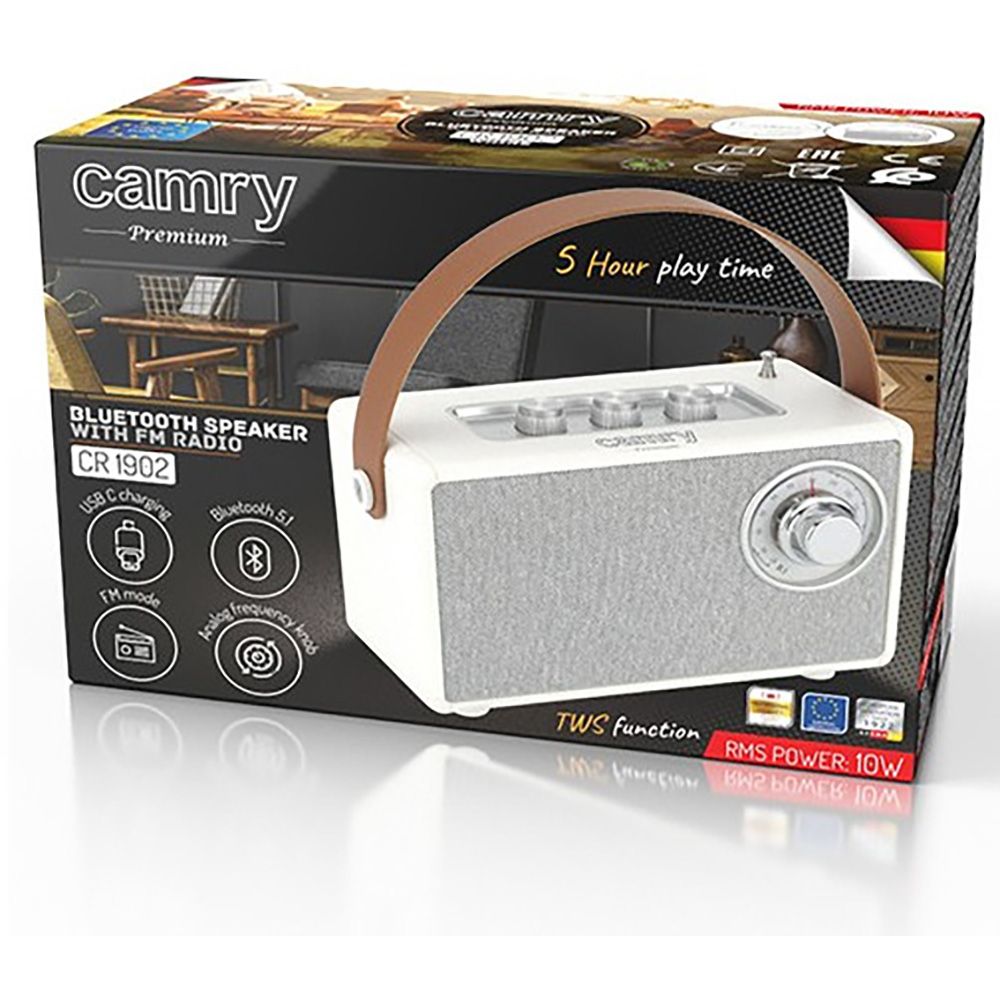 RADIO FM RECARGABLE CON BLUETOOTH CR 1902 BLANCA, 16 x 7 x 10,5 cm gallery 3