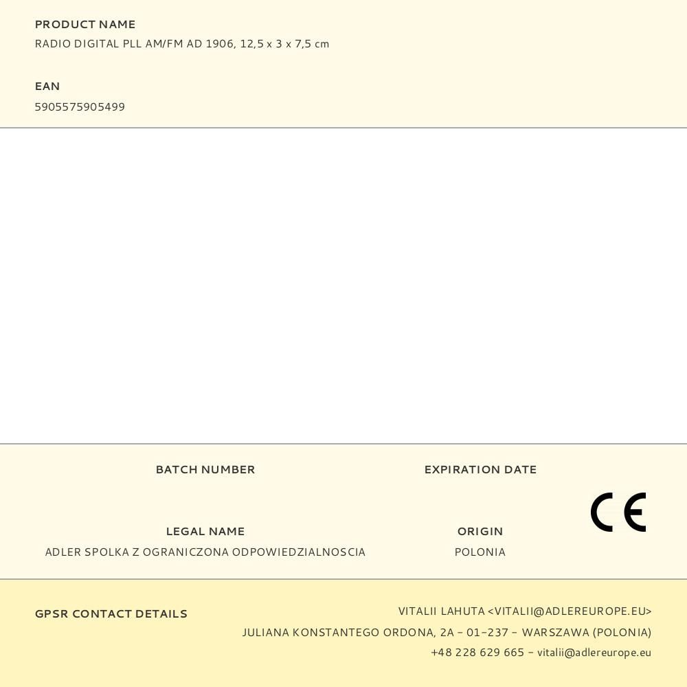 RADIO DIGITAL PLL AM/FM AD 1906, 12,5 x 3 x 7,5 cm gallery 11