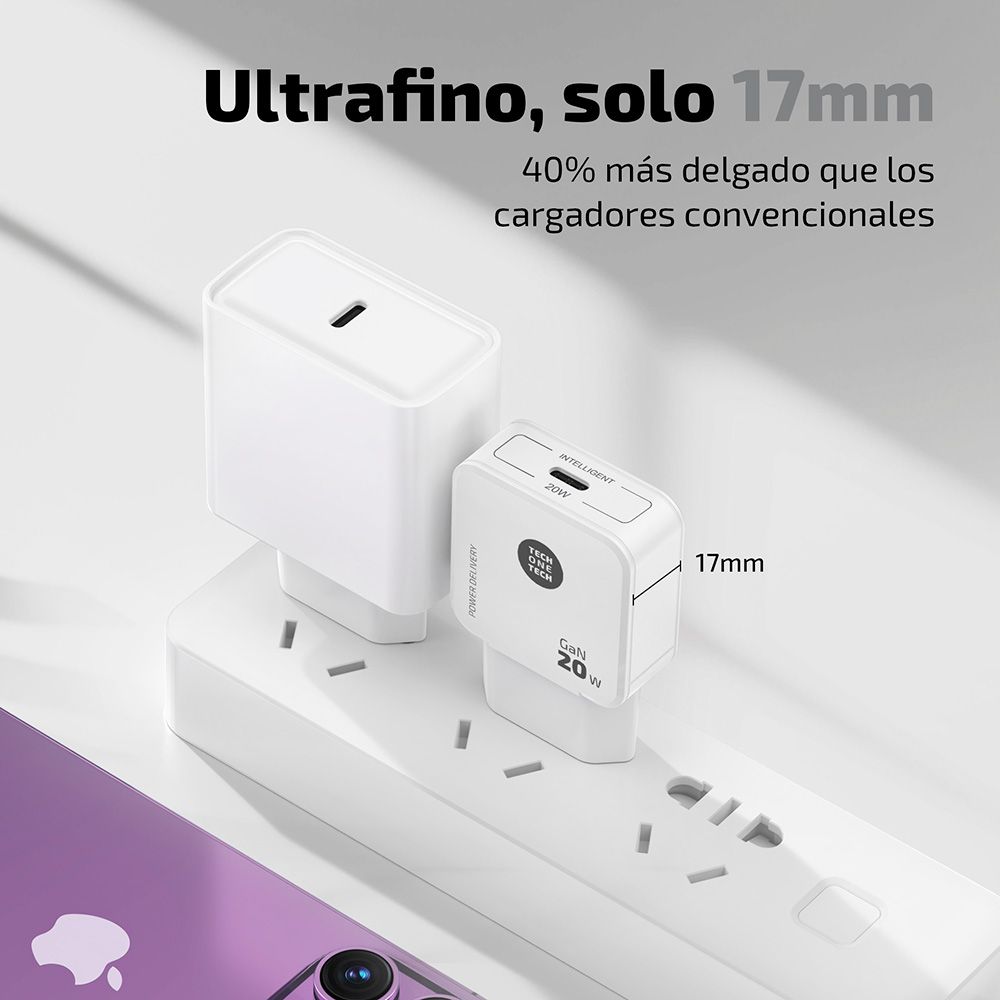 CARGADOR RÁPIDO GaN 20 W, USB-C, BLANCO gallery 0