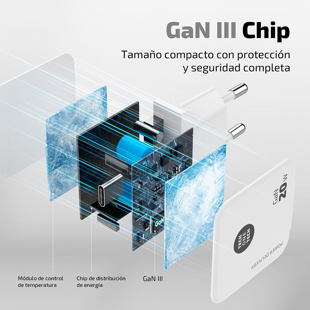 CARGADOR RÁPIDO GaN 20 W, USB-C, BLANCO gallery 1