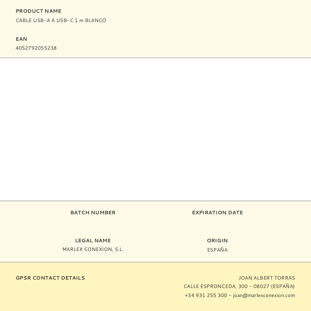 CABLE USB-A A USB-C 1 m BLANCO gallery 2