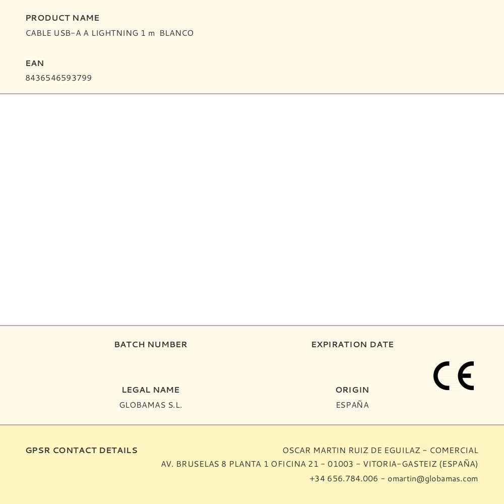 CABLE USB-A A LIGHTNING 1 m BLANCO gallery 0