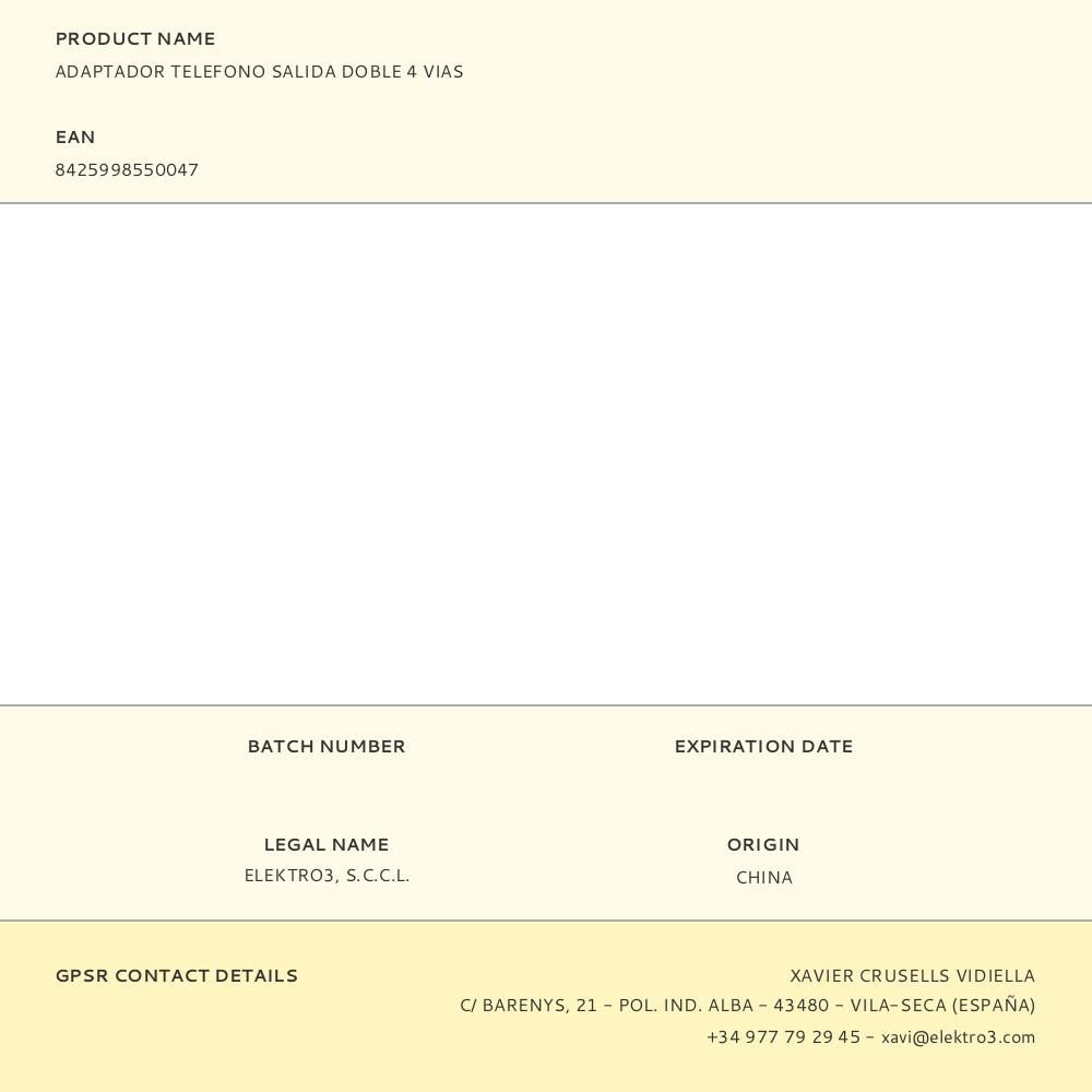 ADAPTADOR TELEFONO SALIDA DOBLE 4 VIAS gallery 0