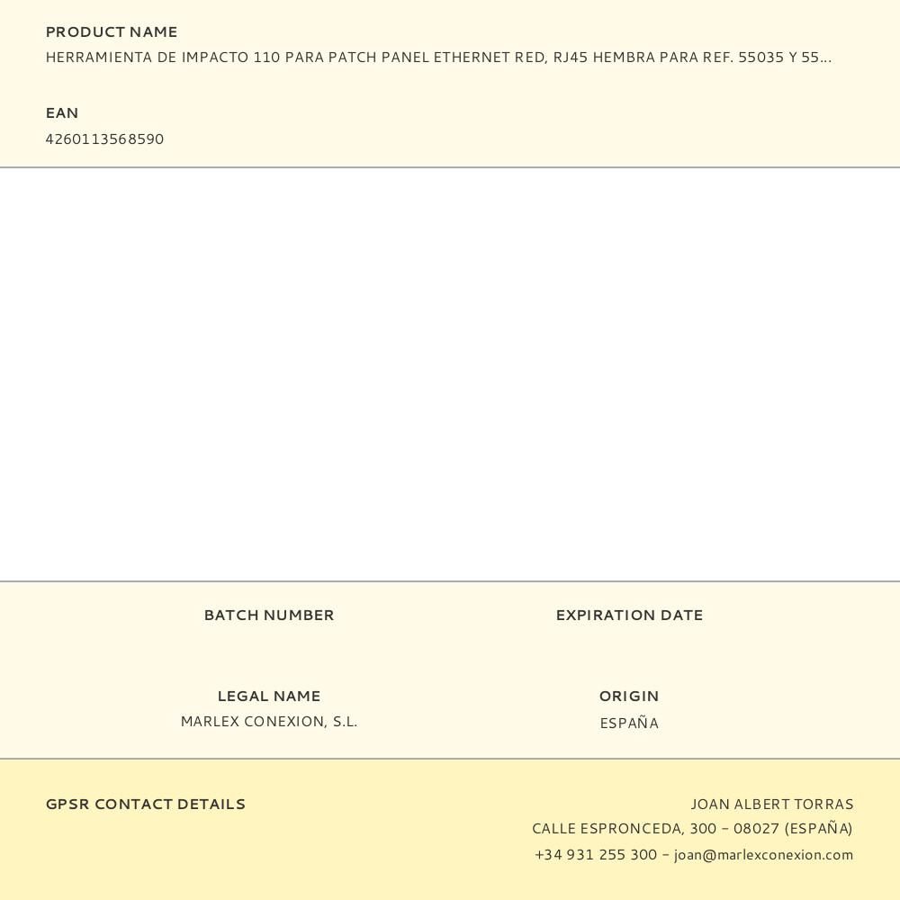 HERRAMIENTA DE IMPACTO 110 PARA PATCH PANEL ETHERNET RED, RJ45 HEMBRA PARA REF. 55035 Y 55036 gallery 0