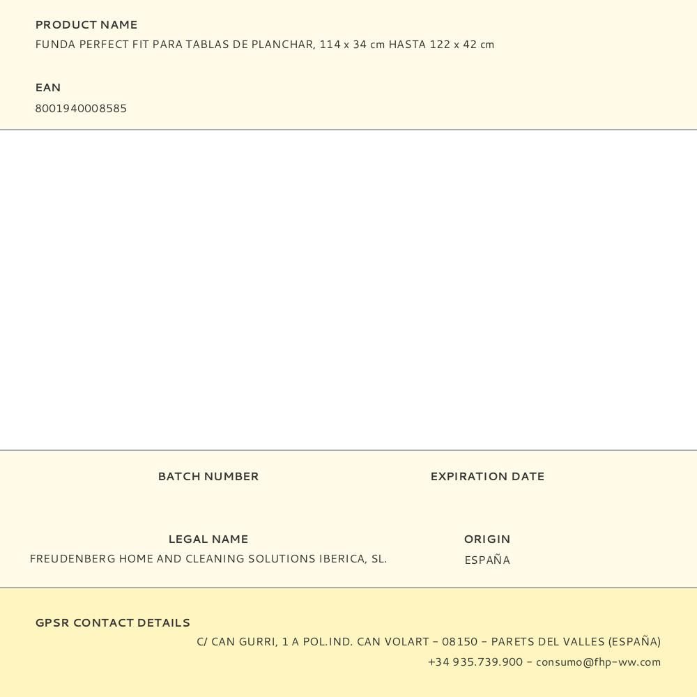 FUNDA PERFECT FIT PARA TABLAS DE PLANCHAR, 114 x 34 cm HASTA 122 x 42 cm gallery 0