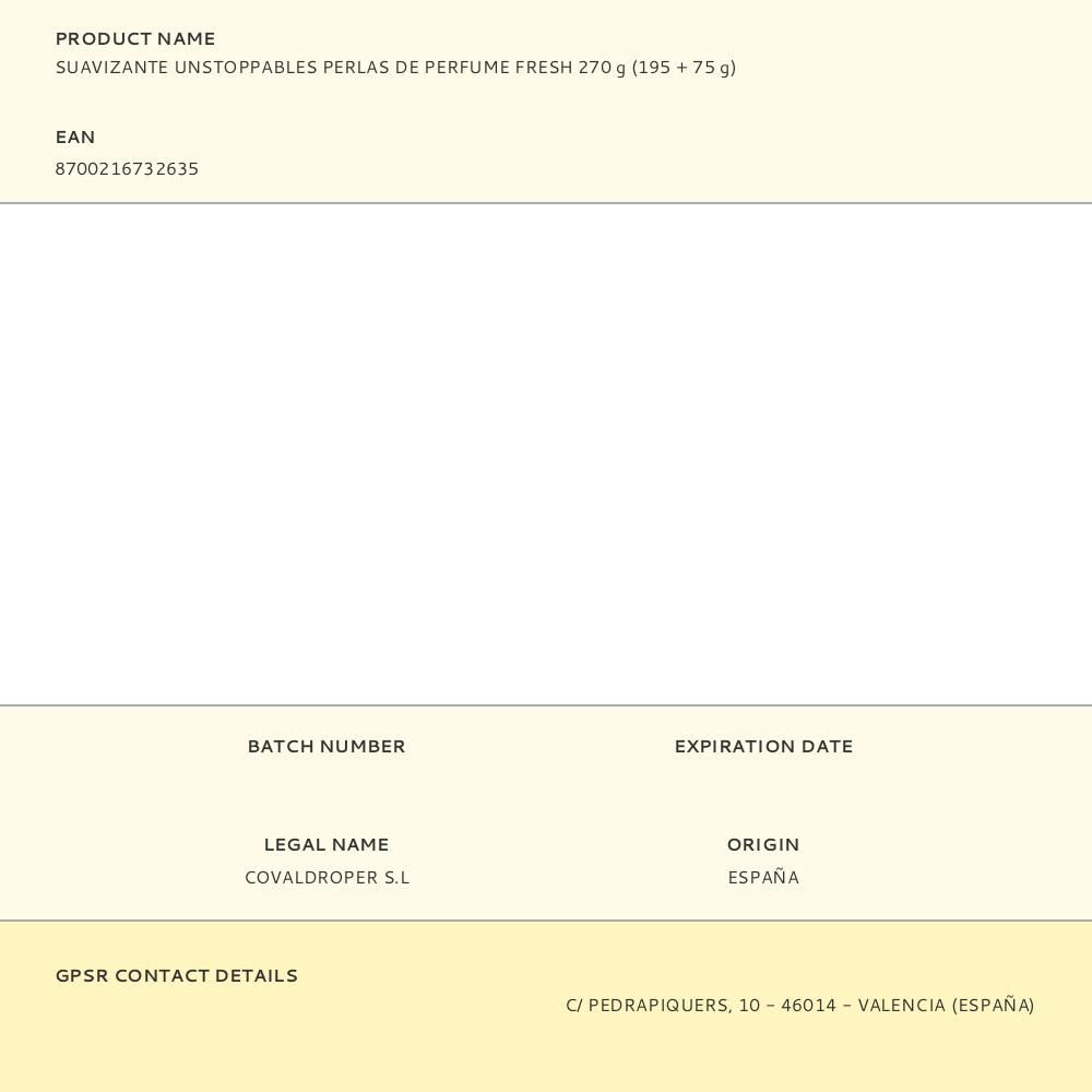 SUAVIZANTE UNSTOPPABLES PERLAS DE PERFUME FRESH 270 g (195 + 75 g) gallery 0