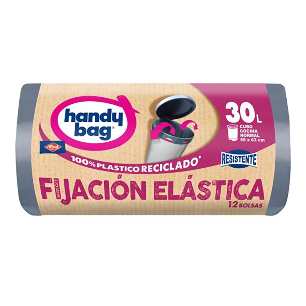 BOLSA DE BASURA FIJACIÓN ELÁSTICA 30 l (55 x 63 cm), 12 uds