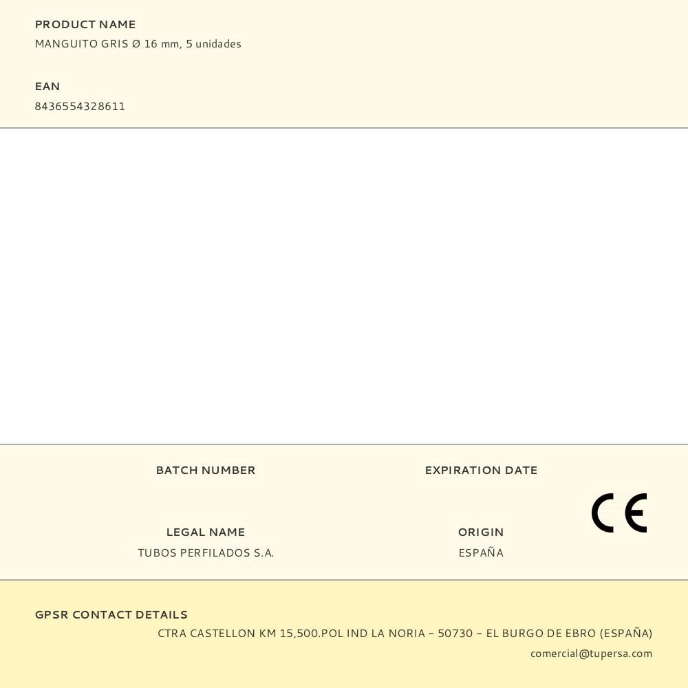 MANGUITO GRIS Ø 16 mm, 5 unidades gallery 0