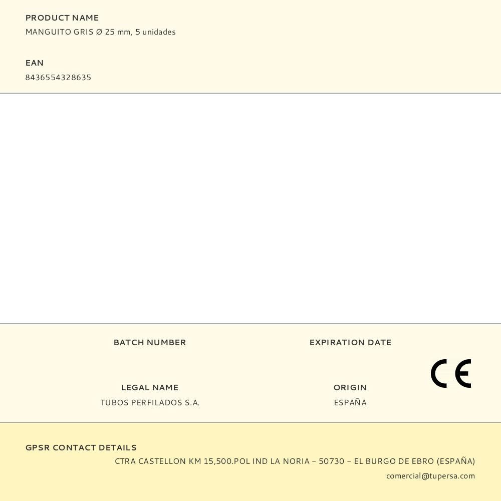 MANGUITO GRIS Ø 25 mm, 5 unidades gallery 0