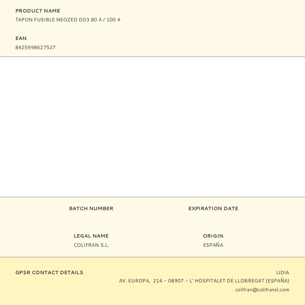 TAPON FUSIBLE NEOZED D03 80 A/100 A gallery 0