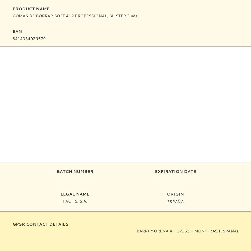 GOMAS DE BORRAR SOFT 412 PROFESSIONAL, BLISTER 2 uds gallery 0