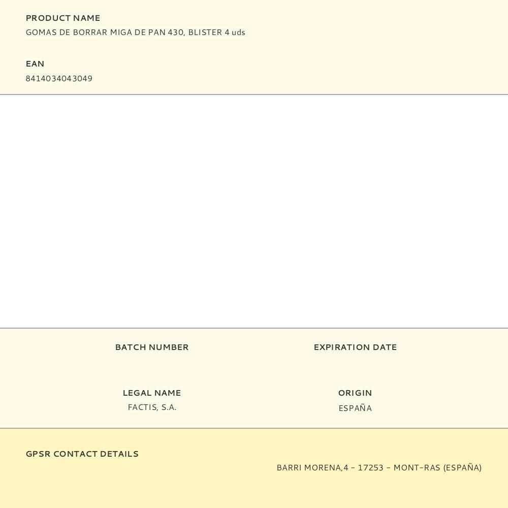 GOMAS DE BORRAR MIGA DE PAN 430, BLISTER 4 uds gallery 0