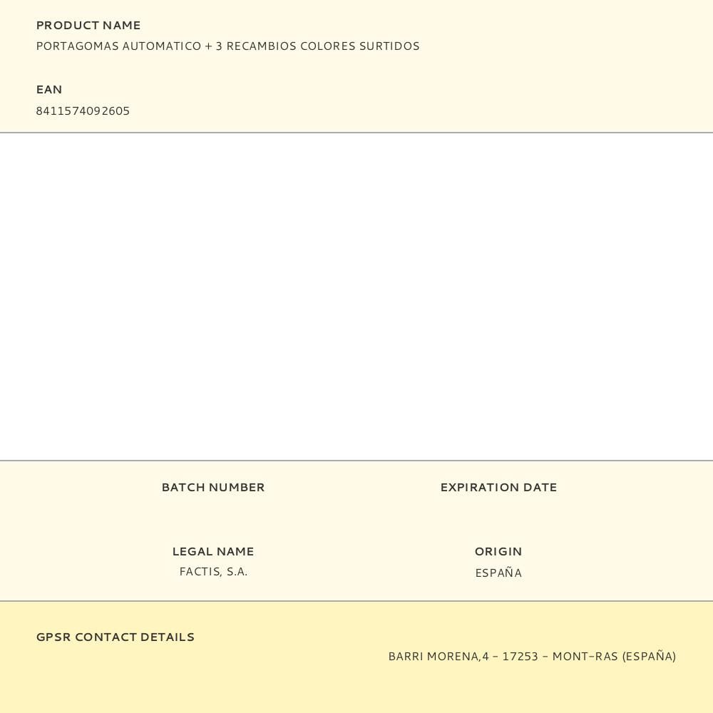 PORTAGOMAS AUTOMATICO + 3 RECAMBIOS COLORES SURTIDOS gallery 1