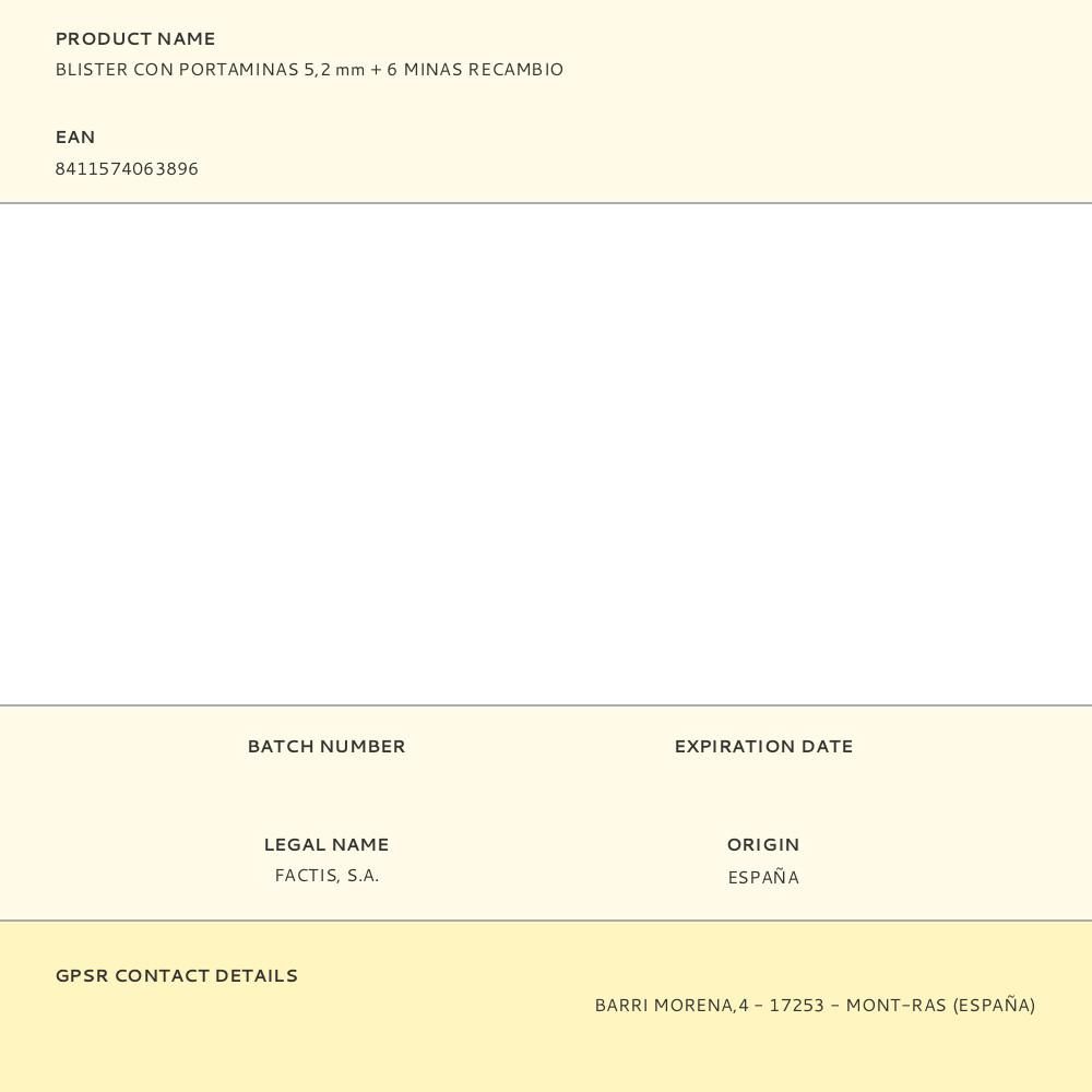 BLISTER CON PORTAMINAS 5,2 mm + 6 MINAS RECAMBIO gallery 1