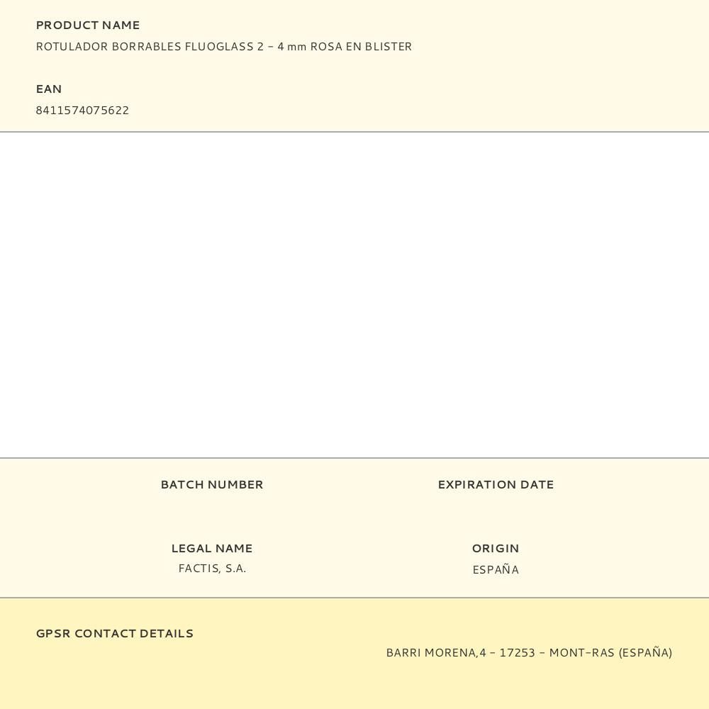 ROTULADOR BORRABLES FLUOGLASS 2 - 4 mm ROSA EN BLISTER gallery 1