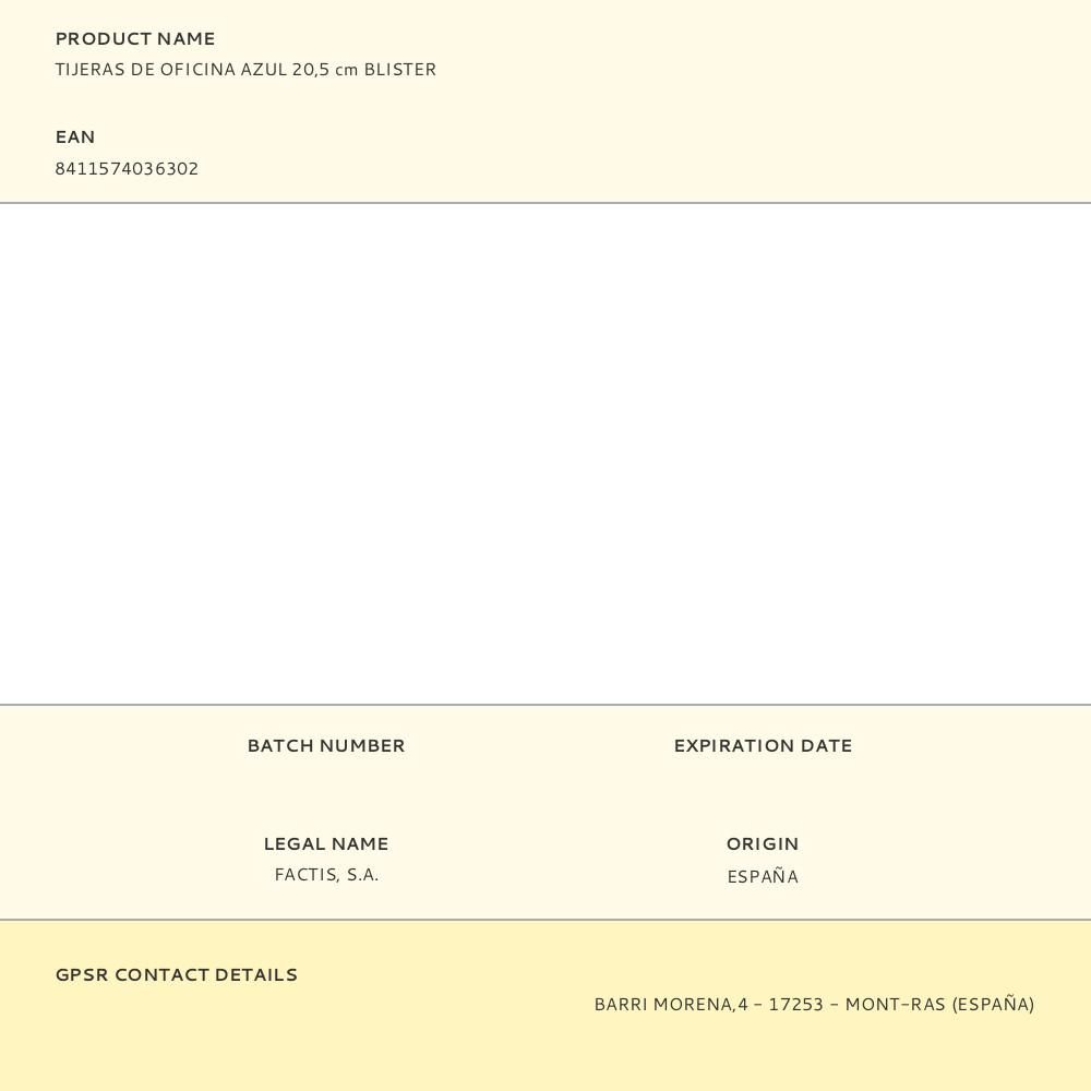 TIJERAS DE OFICINA AZUL 20,5 cm BLISTER gallery 1