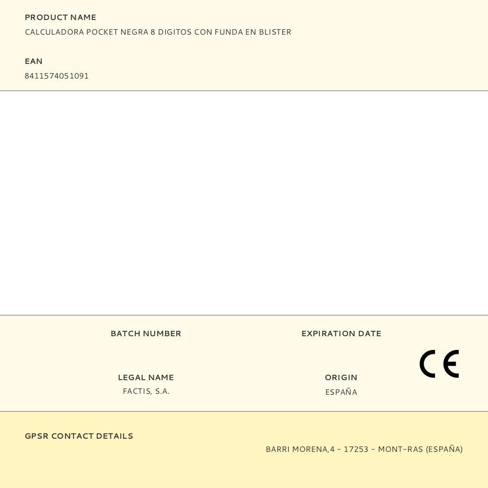 CALCULADORA POCKET NEGRA 8 DIGITOS CON FUNDA EN BLISTER gallery 1