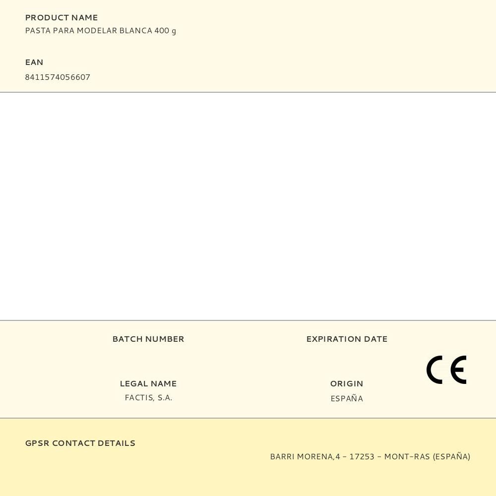 PASTA PARA MODELAR BLANCA 400 g gallery 1