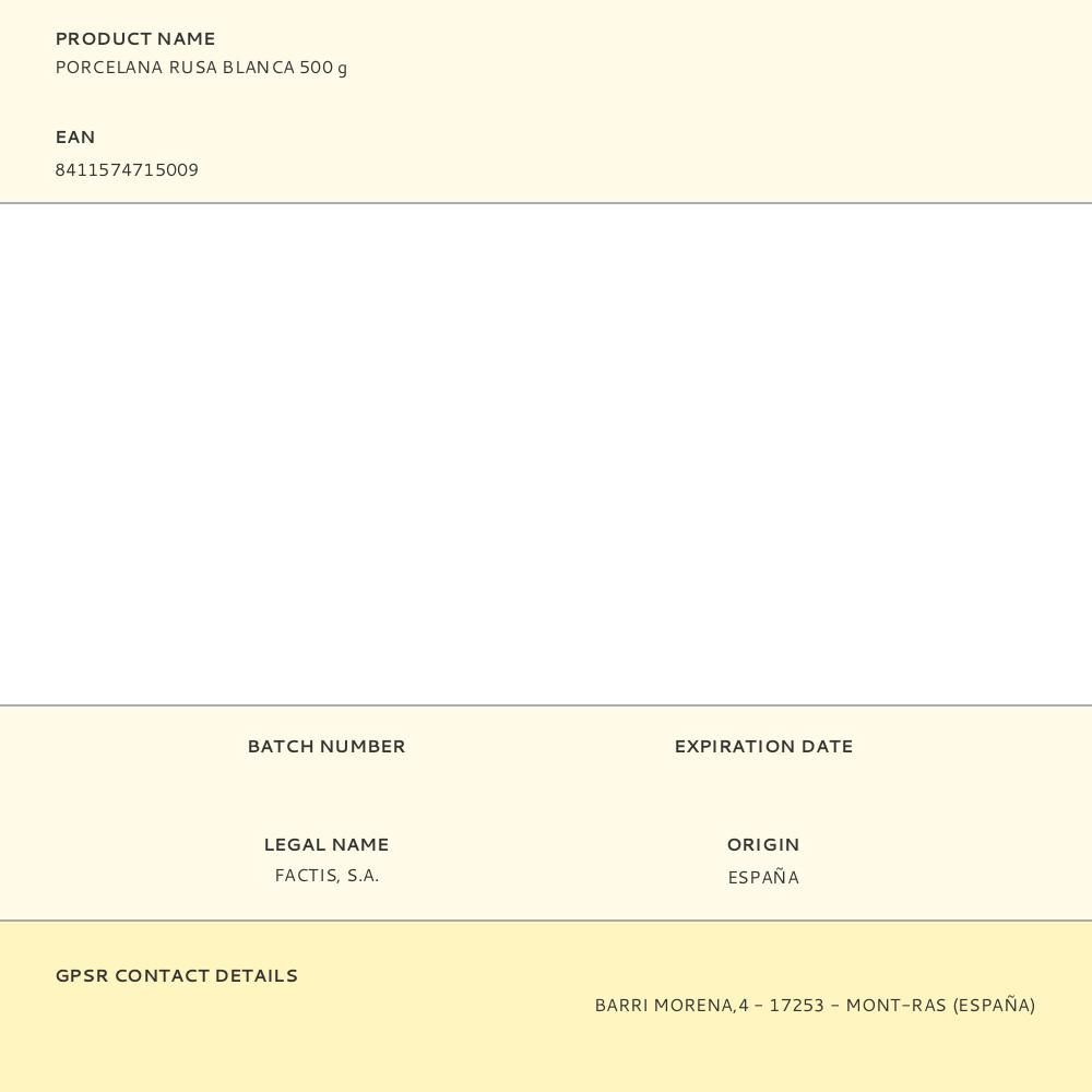 PORCELANA RUSA BLANCA 500 g gallery 0