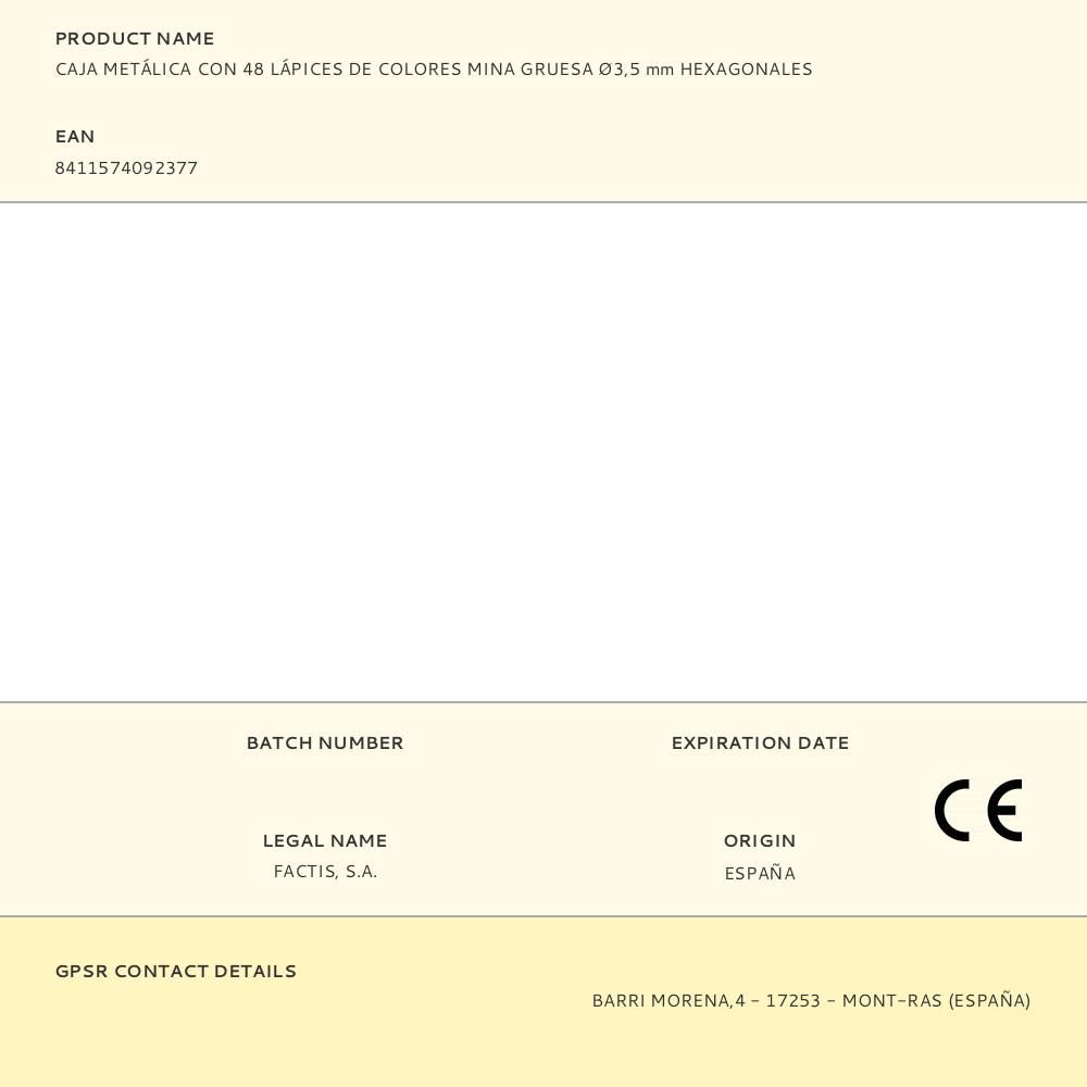 CAJA METÁLICA CON 48 LÁPICES DE COLORES MINA GRUESA Ø3,5 mm HEXAGONALES gallery 2