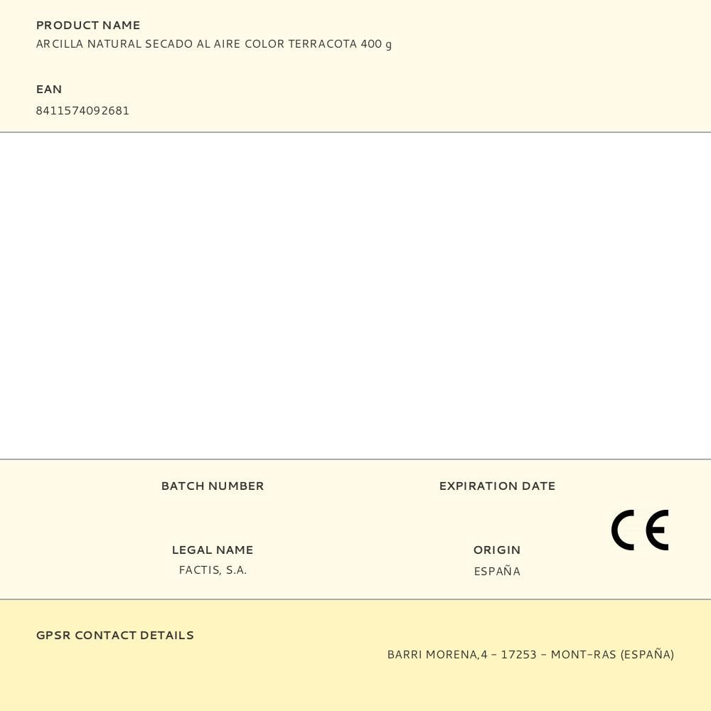 ARCILLA NATURAL SECADO AL AIRE COLOR TERRACOTA 400 g gallery 3